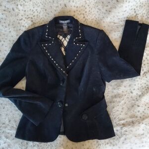 Bisou Bisou Elegant Black Blazer with Beaded Accents